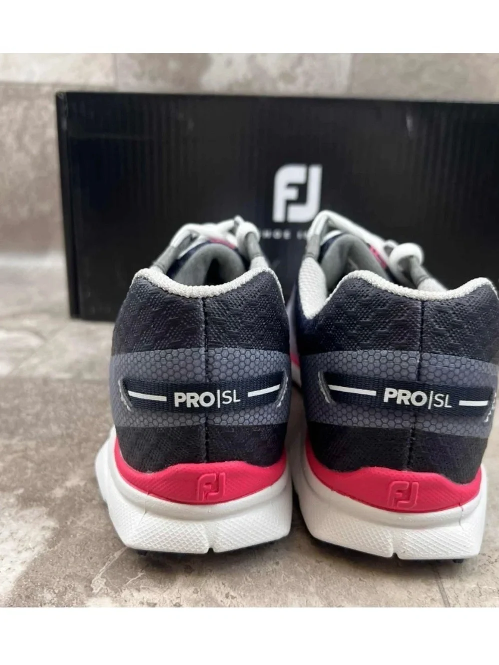FootJoy Women's White and Pink Golf Shoes - PRO SL Sport 98147 7 Medium